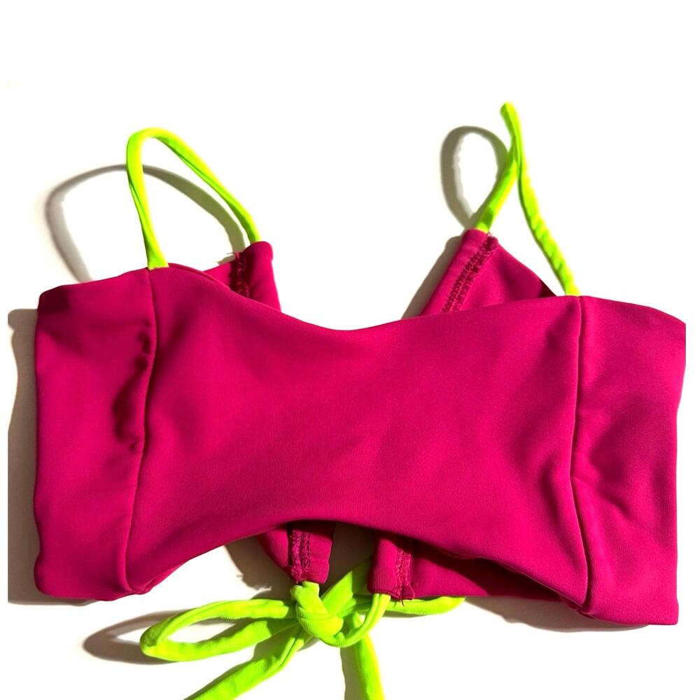 Tiger Friday Child Large CL Magenta Pink Neon Green Strappy Dance Crop Top